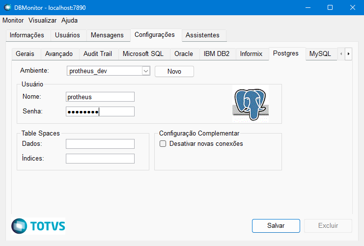 Configurações Postgres